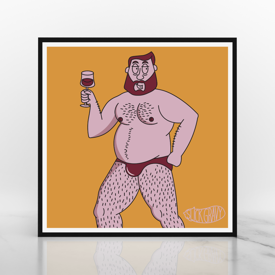 Red Wine Bear [12" Square Print]