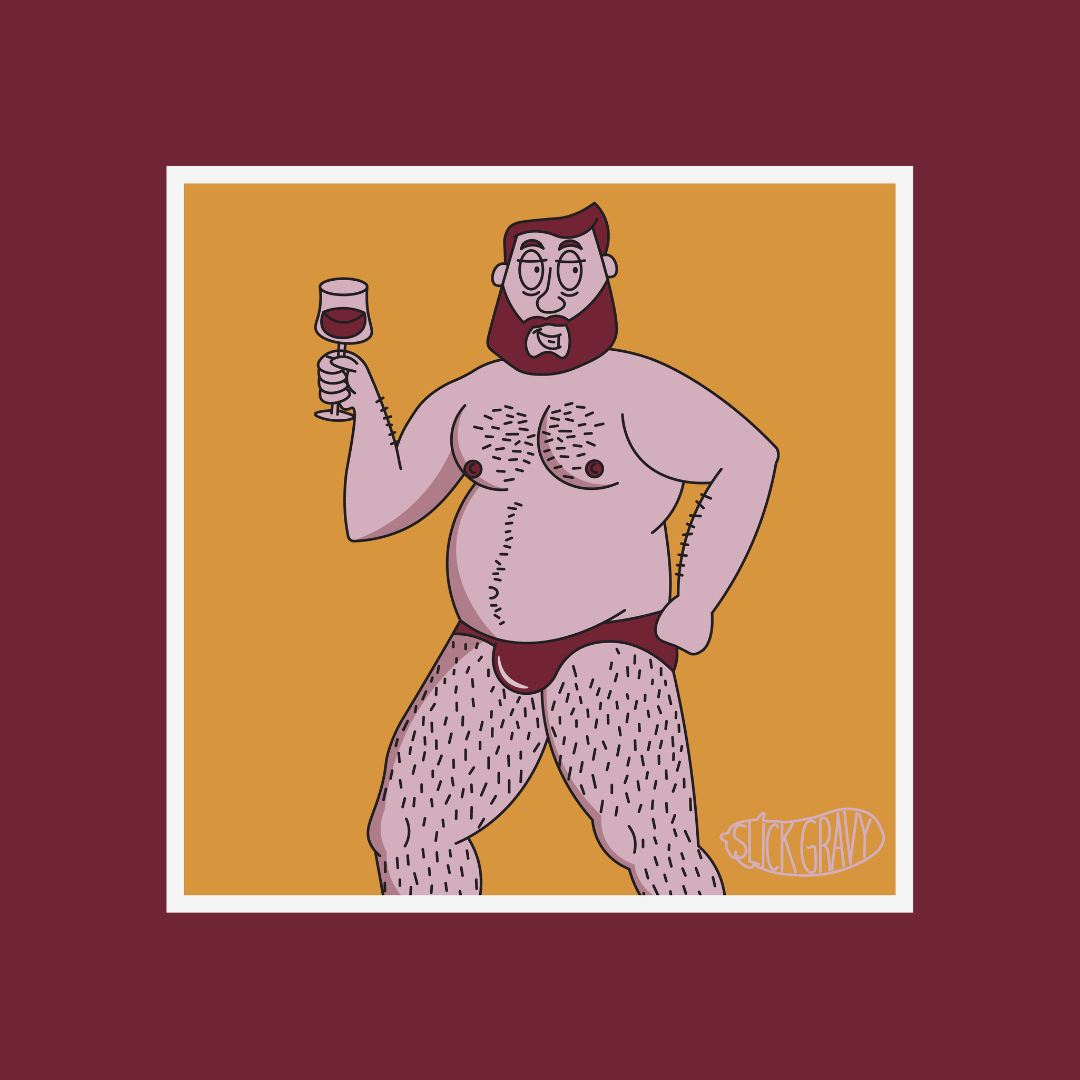 Red Wine Bear [12" Square Print]