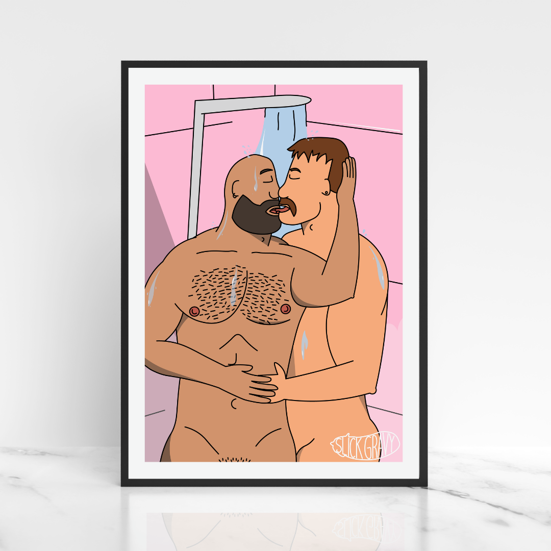 Gay Shower Kiss [A3 Print]