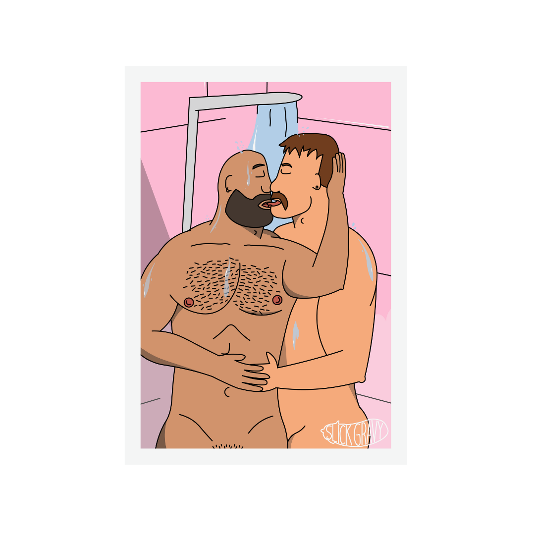 Gay Shower Kiss [A3 Print]