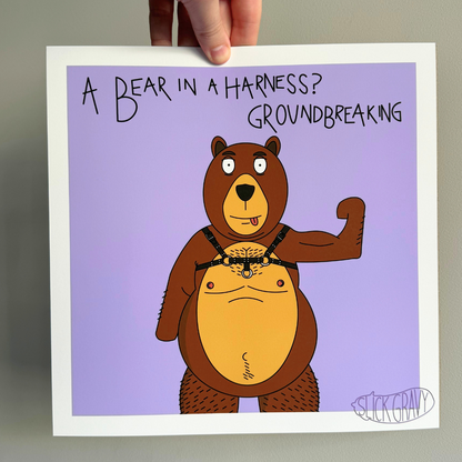 Bear in a Harness [12" Square Print]