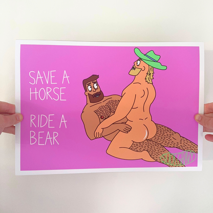 Ride A Bear [A3 Print]